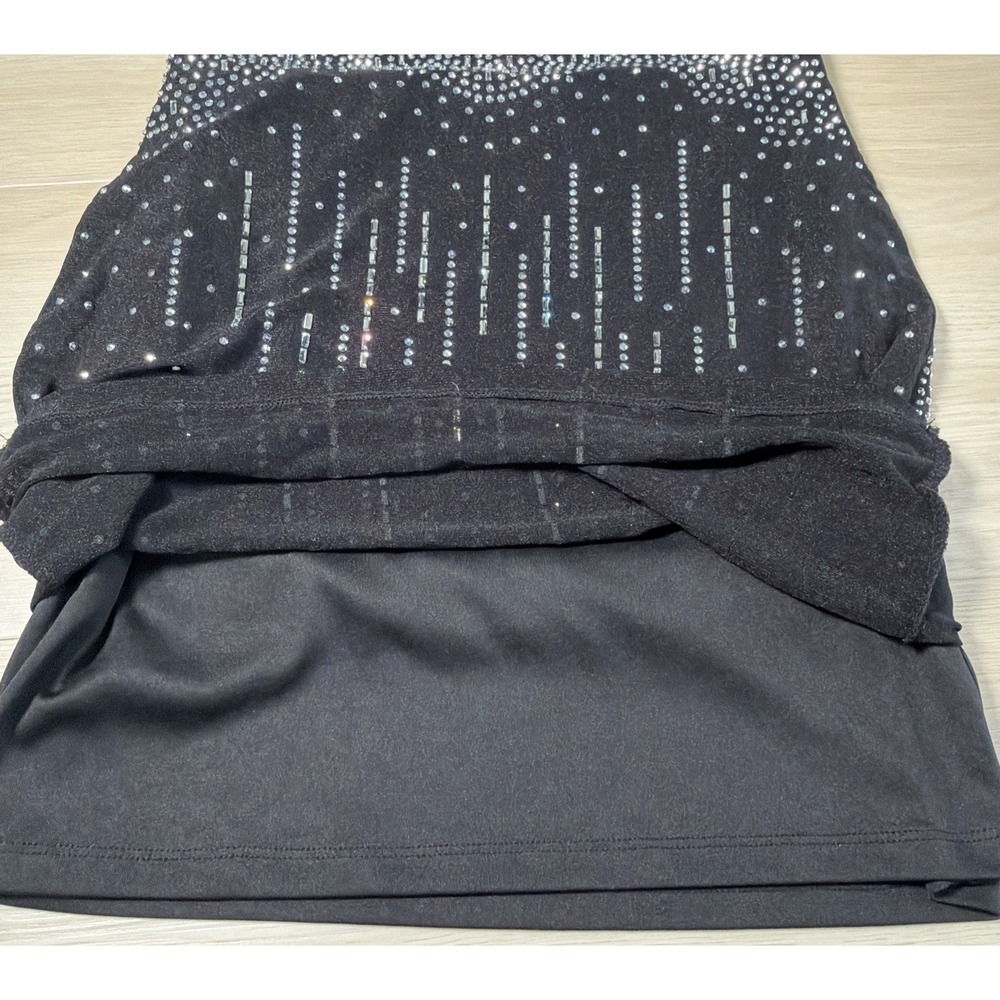 4D~ Windsor Bedazzle Body con bling dress Black Open Front Club Dress Sz Lg - Picture 9 of 9